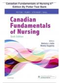 Canadian Fundamentals of  Nursing 6th Edition By Potter Test Bank | Q&A Explained ( Scored A+) | 2023 Version