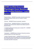 ACSM Certified Exercise  Physiologist Exam Questions  With Verified Solutions | Latest  Updates 