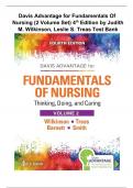 Davis Advantage for Fundamentals Of  Nursing (2 Volume Set) 4th Edition by Judith M. Wilkinson, Leslie S. Treas Test Bank - Questions & Answers With Feedback (Graded A+) - Latest 2023 