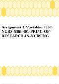 Assignment-1-Variables-2202- NURS-5366-401-PRINC-OF- RESEARCH-IN-NURSING