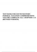 TEST BANK FOR SOUTH WESTERN FEDERAL TAXATION COMPREHENSIVE VOLUME COMPLETE ALL CHAPTERS 1-15 (REVISED VERSION)