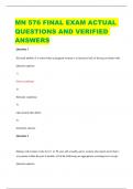 MN 576 FINAL EXAM ACTUAL  QUESTIONS AND VERIFIED  ANSWERS