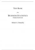 Test Bank For Business Statistics 3rd Edition By Robert A. Donnelly (All Chapters, 100% original verified, A+ Grade)