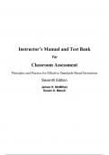 Instructor Manual with Test Bank for Classroom Assessment Principles and Practice that Enhance Student Learning and Motivation 7th Edition By James H. McMillan (All Chapters, 100% original verified, A+ Grade)