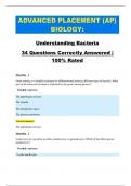 ADVANCED PLACEMENT (AP) BIOLOGY:   Understanding Bacteria 34 Questions Correctly Answered |   100% Rated