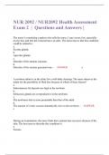 NUR 2092 / NUR2092 Health Assessment Exam 2  |  Questions and Answers |
