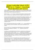 Airman Leadership School ALDLC 00003 Set A: Volume 3 - Knowledge Check Questions and Answers