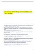 Unit 3 Econ Test GDP questions and answers 100% verified.