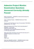 Asbestos Project Monitor Examination Questions  Answered Correctly| Already  Passed