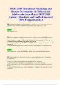 WGU D307 Educational Psychology and Human Development of Children and Adolescents Exam (Latest 2023/ 2024 Update) | Questions and Verified Answers| 100% Correct| Grade A