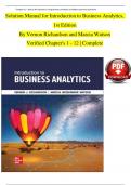 Solution Manual for Introduction to Business Analytics, 1st Edition By Vernon Richardson and Marcia Watson, Verified Chapters 1 - 12 | Complete Newest Version