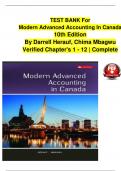 TEST BANK For Modern Advanced Accounting In Canada, 10th Edition By Darrell Herauf, Chima Mbagwu, Verified Chapters 1 - 12, Complete Newest Version