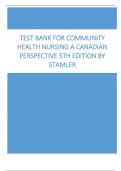 Test Bank for Community Health Nursing A Canadian Perspective 5th Edition by Stamler