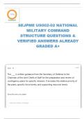 SENIOR ENLISTED JOINT PROFESSIONAL MILITARY EDUCATION (SEJPME) US002-02 NATIONAL MILITARY COMMAND STRUCTURE QUESTIONS AND ANSWERS 100% ACCURATE