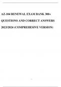 AZ-104 RENEWAL EXAM BANK 300+ QUESTIONS AND CORRECT ANSWERS 2023/2024 (COMPREHESIVE VERSION)