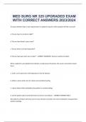 MED SURG NR 325 UPGRADED EXAM  WITH CORRECT ANSWERS 2023/2024