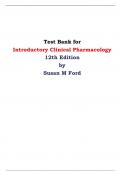 Test Bank for Introductory Clinical Pharmacology 12th Edition by Susan M Ford 