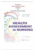 Test Bank For Health Assessment in Nursing 7th Edition By Janet R Weber and Jane H Kelley |All Chapters, Complete Q & A, Latest|