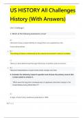 US HISTORY All Challenges History (With Answers)