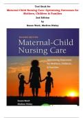 Test Bank for Maternal Child Nursing Care: Optimizing Outcomes for Mothers, Children & Families 2nd Edition by Susan Ward, Shelton Hisley |All Chapters, Complete Q & A, Latest|