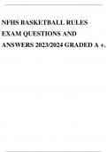 NFHS BASKETBALL RULES EXAM QUESTIONS AND ANSWERS 2023/2024 GRADED A +