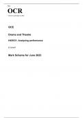 OCR A Level Drama and Theatre H459/31 JUNE 2023 MARK SCHEME: Analysing Performance
