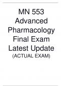 MN 553 Advanced Pharmacology Final Exam Latest Update 2023-2024 (ACTUAL EXAM)