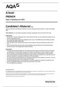 AQA A-LEVEL FRENCH Paper 3 Speaking June 2023   Candidate’s Material 7652-3T-V-PC-French-A-11Apr23to26May23