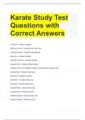Karate Study Test Questions with Correct Answers 