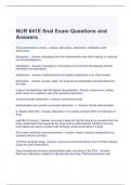 NUR 641E final Exam Questions and Answers