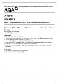 AQA A-level POLITICS Paper 2 Government and politics of the USA and comparative politics JUNE 2023 QP