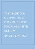 TEST BANK FOR CLAYTONS BASIC PHARMACOLOGY FOR NURSES 18TH EDITION BY WILLIHNGANZ