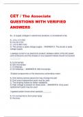 CET / The Associate  QUESTIONS WITH VERIFIED  ANSWERS