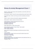 Stress & anxiety Management Exam 1 Questions and Answers
