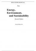 Solutions Manual for Energy, Environment, and Sustainability 2nd Edition By Saeed Moaveni (All Chapters, 100% original verified, A+ Grade)