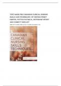 TEST BANK for Canadian Clinical Nursing Skills and Techniques 1st Edition Perry Griffin, Potter Patricia