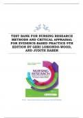 TEST BANK FOR NURSING RESEARCH METHODS AND CRITICAL APPRAISAL FOR EVIDENCE-BASED PRACTICE 9TH EDITION BY GERI LOBIONDO-WOOD, AND JUDITH HABER