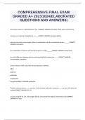 COMPREHENSIVE FINAL EXAM GRADED A+ 2023/2024(ELABORATED  QUESTIONS AND ANSWERS)