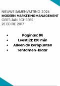 Tentamen samenvatting Modern Marketingmanagement Gert-Jan Scheers - Hele boek editie 2017 - nieuw 2024