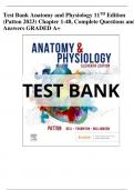 Test Bank Anatomy and Physiology 11TH Edition (Patton 2023) Chapter 1-48, Complete Questions and Answers GRADED A+