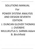 Solutions Manual For Power System Analysis and Design 7th Edition By Glover, Sarma, Overbye, Birchfield (All Chapters, 100% original verified, A+ Grade)