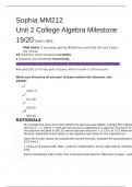 Sophia MM212 Unit 2 College Algebra Milestone