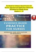 Evidence-Based Practice for Nurses: Appraisal and Application of Research, 5th Edition TEST BANK by Schmidt, Brown, Verified Chapters 1 - 19, Complete Newest Version
