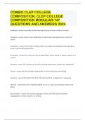 COLLEGE COMPOSITION MODULAR, CLEP COLLEGE COMPOSITION MODULAR LESSON 1, WITH 100% CORRECT ANSWERS