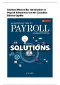 Solutions Manual for Introduction to Payroll Administration 6th Canadian Edition Dryden