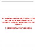 ATI PHARMACOLOGY PROCTORED EXAM  ACTUAL REAL QUESTIONS WITH  CORRECT VERIFIED ANSWERS | LATEST  UPDATE 7 DIFFERENT LATEST VERSIONS