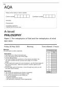 AQA A-level PHILOSOPHY Paper 2 MAY 2023 FINAL QUESTION PAPER  The metaphysics of God and the metaphysics of mind 