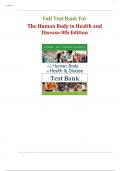 TEST BANK FOR THE HUMAN BODY IN HEALTH AND DISEASE 8TH EDITION, ALL CHAPTERS COVERED GRADED A+