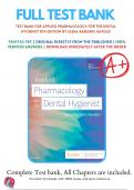 Test bank for Applied Pharmacology for the Dental Hygienist 8th Edition Haveles | 9780323595391 | All Chapters with Answers and Rationals