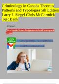Criminology in Canada Theories Patterns and Typologies 5th Edition Larry J. Siegel Chris McCormick Test Bank
